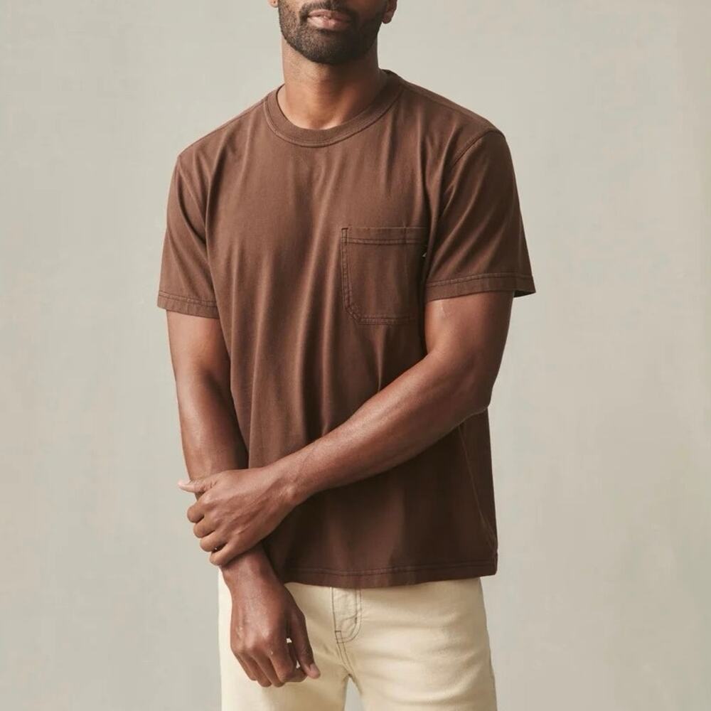 NWOT American Giant Men's 100% Cotton Utility Pocket Tee Chickory Coffee 2XL